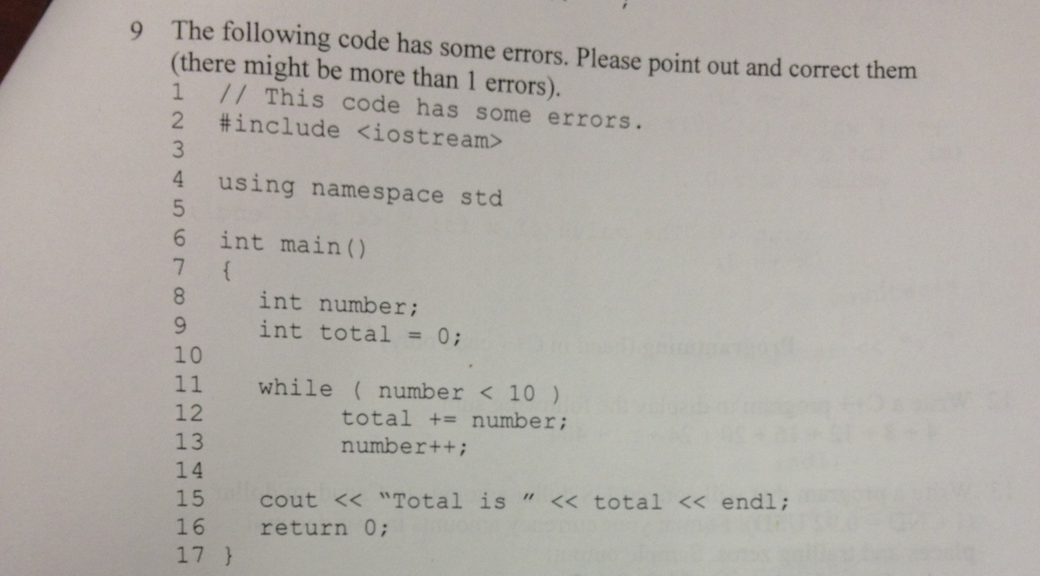 Solved The following code has some errors. Please point out | Chegg.com