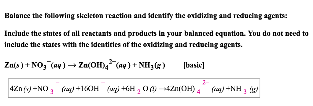 Solved Balance the following skeleton reaction and identify | Chegg.com