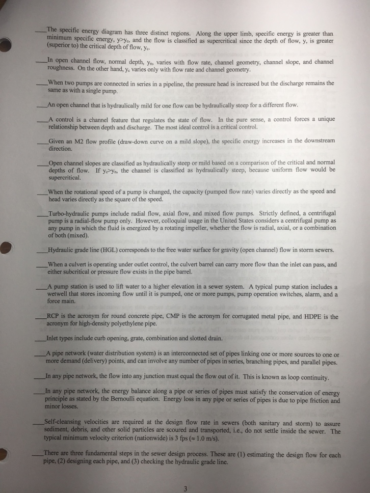 Solved The specific energy diagram has three distinct