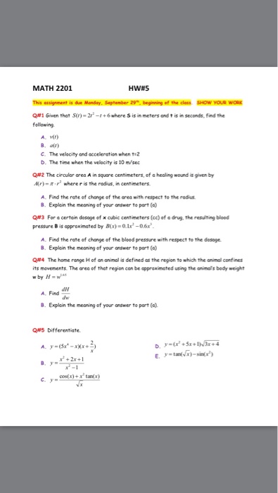 Given that S(t) =2t2 -t + 6 where S is in meters and | Chegg.com