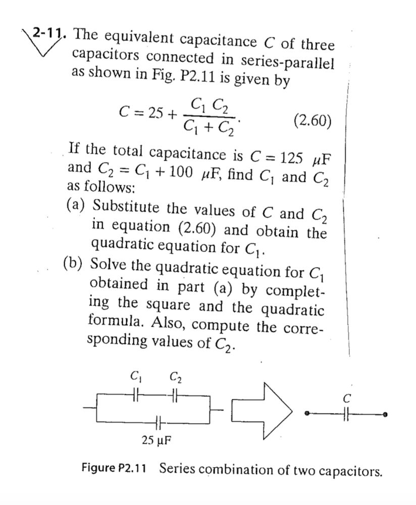 Solved The equivalent capacitance C of three capacitors