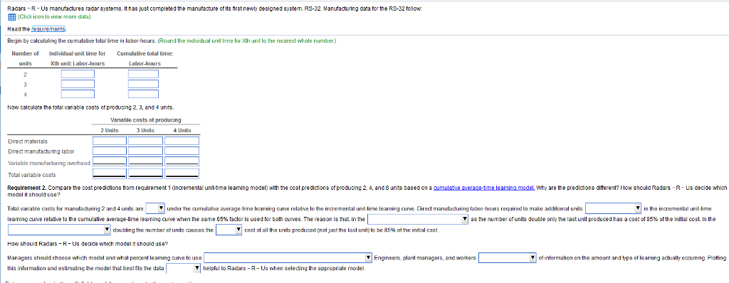 Solved Requirements 1. Calculate the total variable costs of | Chegg.com
