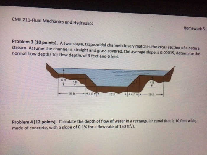Solved A two-stage, trapezoidal channel closely matches the | Chegg.com