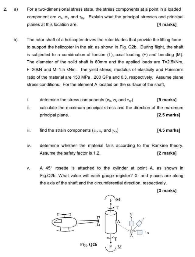 Solved A) For A Two-dimensional Stress State, The Stress 