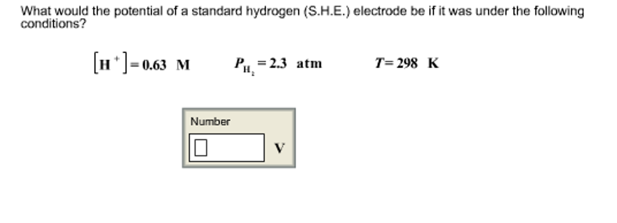 Solved What would the potential of a standard hydrogen