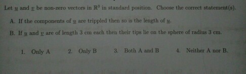 Solved Let u and v be non-zero vectors in R^3 in standard | Chegg.com