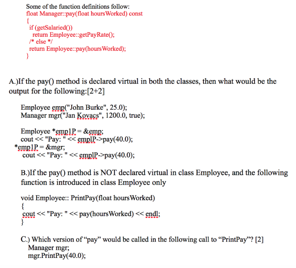 Solved 2) Consider the code below: Employee class: class | Chegg.com