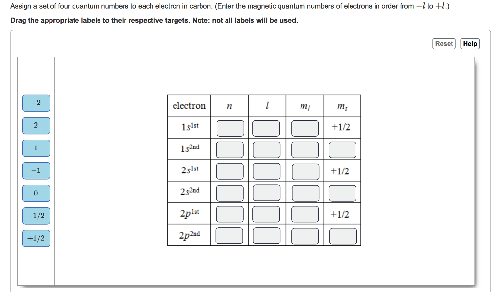 Solved Assign A Set Of Four Quantum Numbers To Each Electron Chegg