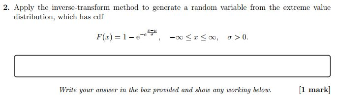 Solved Apply The Inverse Transform Method To Generate A Chegg Com