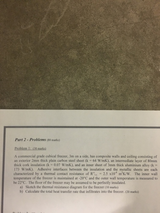 Solved A commercial grade cubical freezer, 3m on a side, has