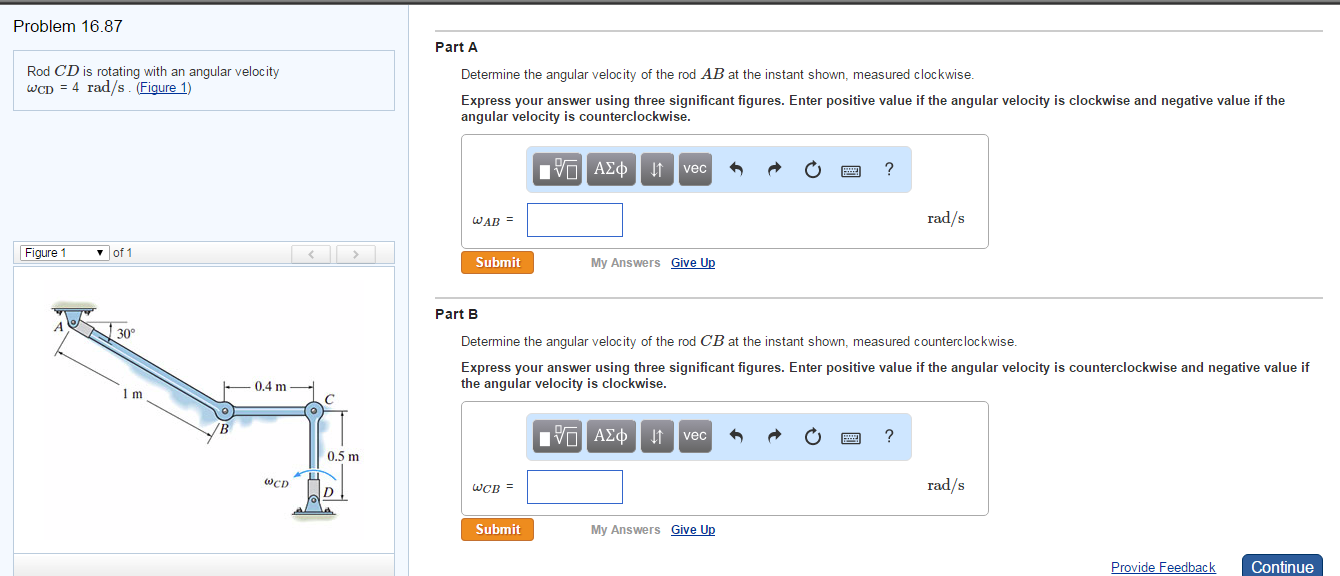 Solved Rod CD is rotating with an angular velocity WcD = 4 | Chegg.com