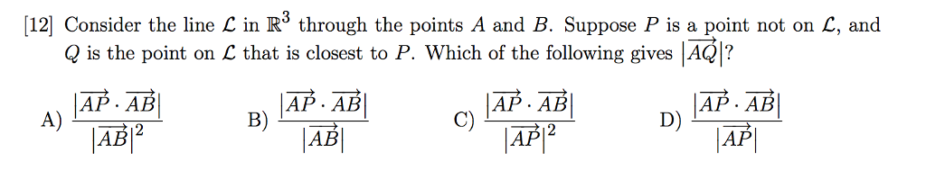 Solved 12] Consider the line C in R3 through the points A | Chegg.com