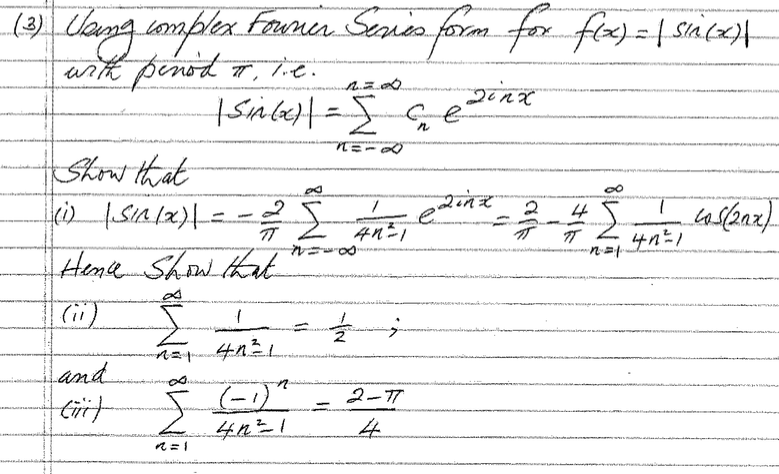 Solved Using the complex Fourier Series form for f(x) = |sin | Chegg.com