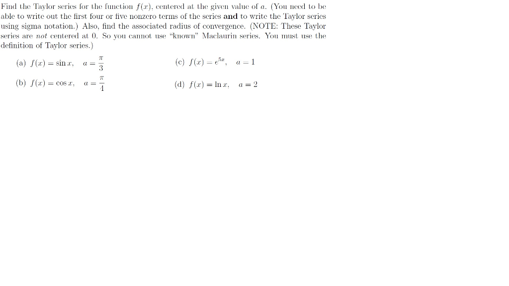 Solved Find the Taylor series for the function f(x), | Chegg.com