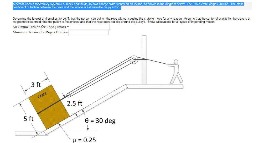 Solved person uses a rope/pulley system (i.e. block and