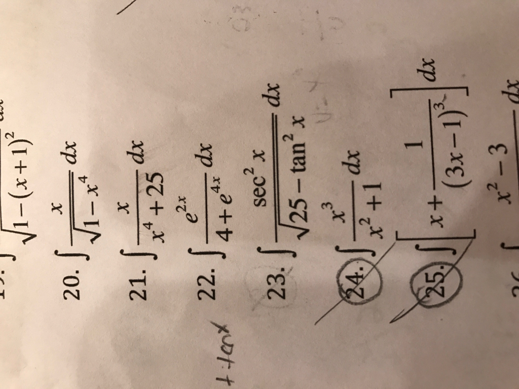 integration of x square 1 upon x square 4 dx