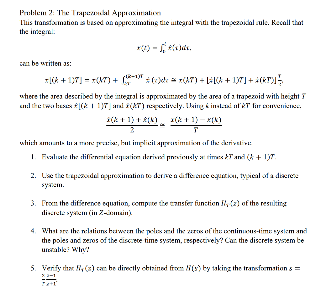 Solved Problem 2: The Trapezoidal Approximation This | Chegg.com