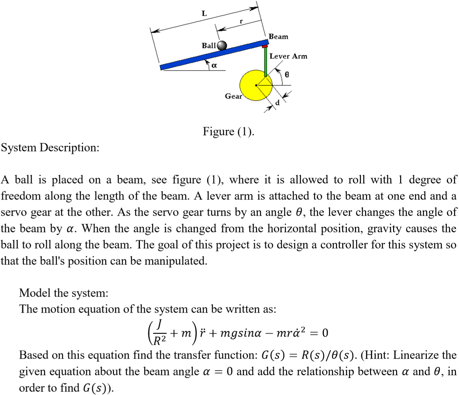 Solved A ball is placed on a beam, see figure (1), where | Chegg.com