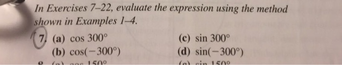 what is the value of cos 300 degree in fraction
