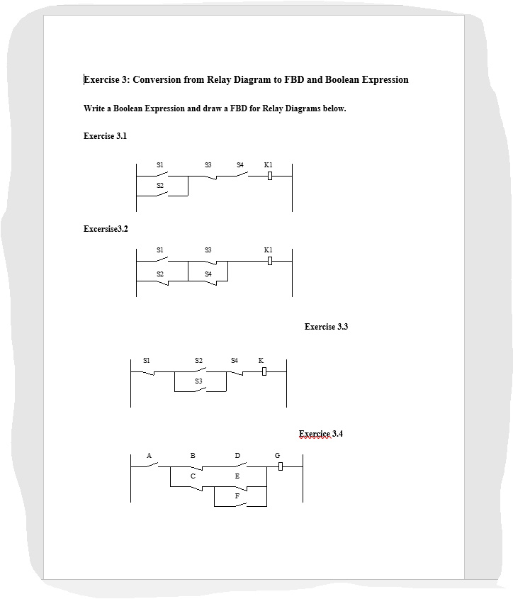 Solved Exercise 3 Conversion from Relay Diagram to FBD and