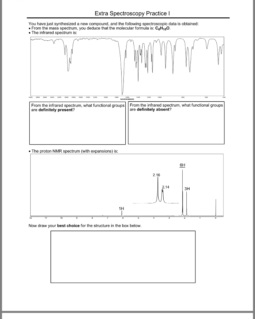 Solved Extra Spectroscopy Practice H You have just
