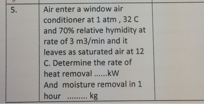Solved Air enter a window air conditioner at 1 atm , 32 C | Chegg.com