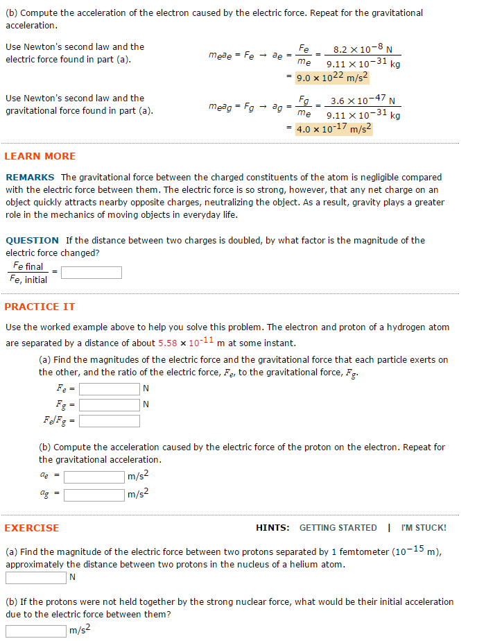 Solved EXAMPLE 15.1 Forces in a Hydrogen Atom GOAL Contrast | Chegg.com