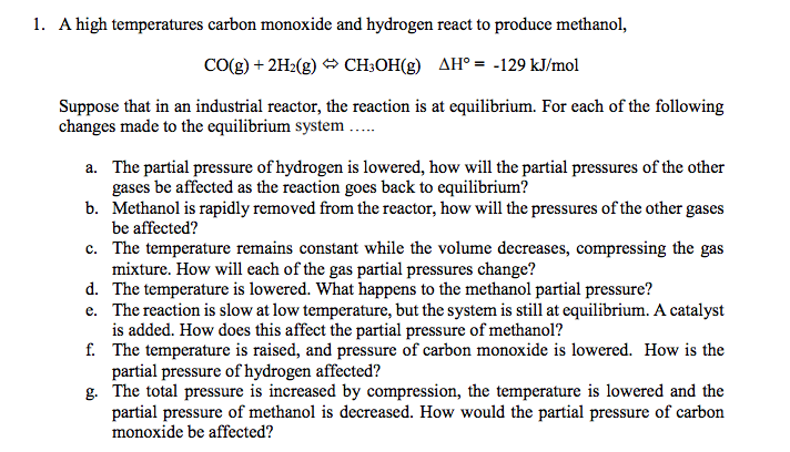 Solved A high temperatures carbon monoxide and hydrogen | Chegg.com