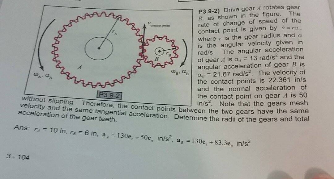 Solved Drive gear A rotates gear B as shown in the figure.