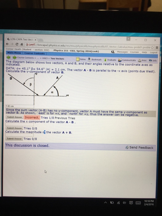 Solved The diagram below shows two vectors, A and B, and | Chegg.com