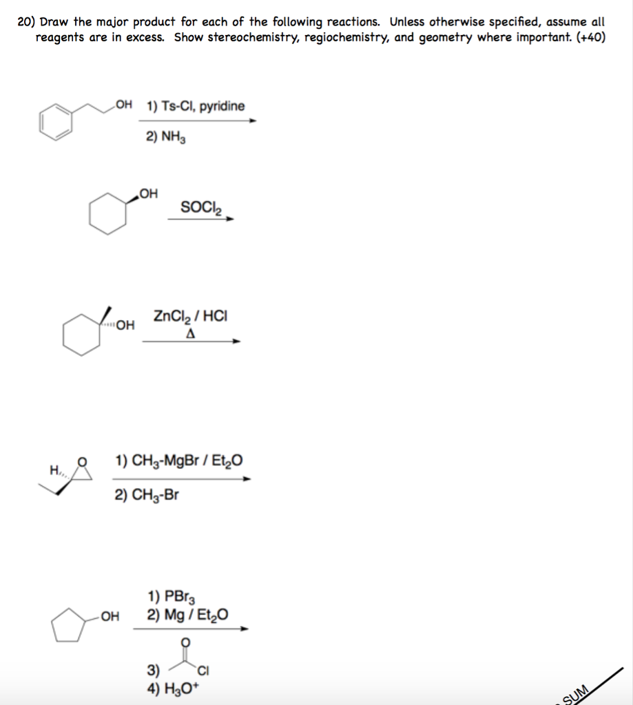 Solved Draw the major product for each of the following | Chegg.com
