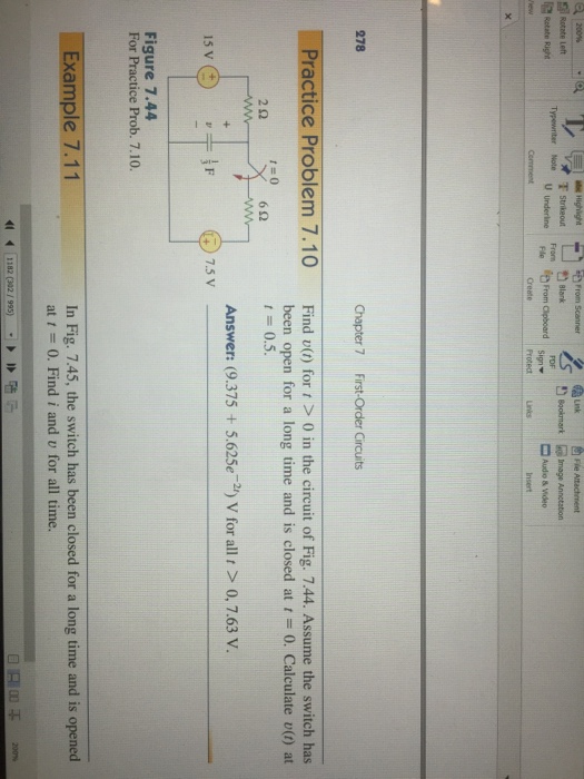 Solved Find v(t) for t > 0 in the circuit of Fig. 7.44. | Chegg.com