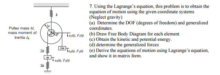 Using the Lagrange's equation, this problem is to | Chegg.com