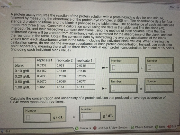 Solved A protein assay requires the reaction of the protein | Chegg.com