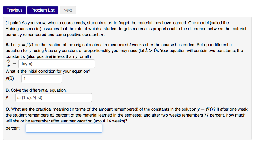Solved Previous Problem List Next (1 point) As you know, | Chegg.com