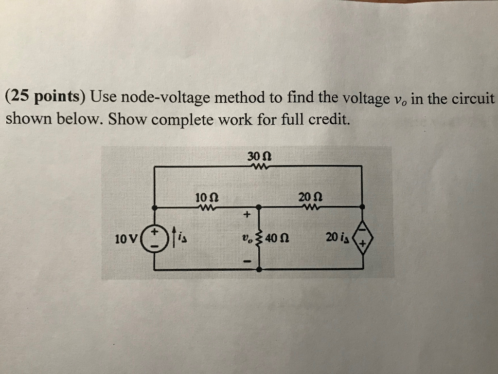 Solved (25 Points) Use Node-voltage Method To Find The | Chegg.com