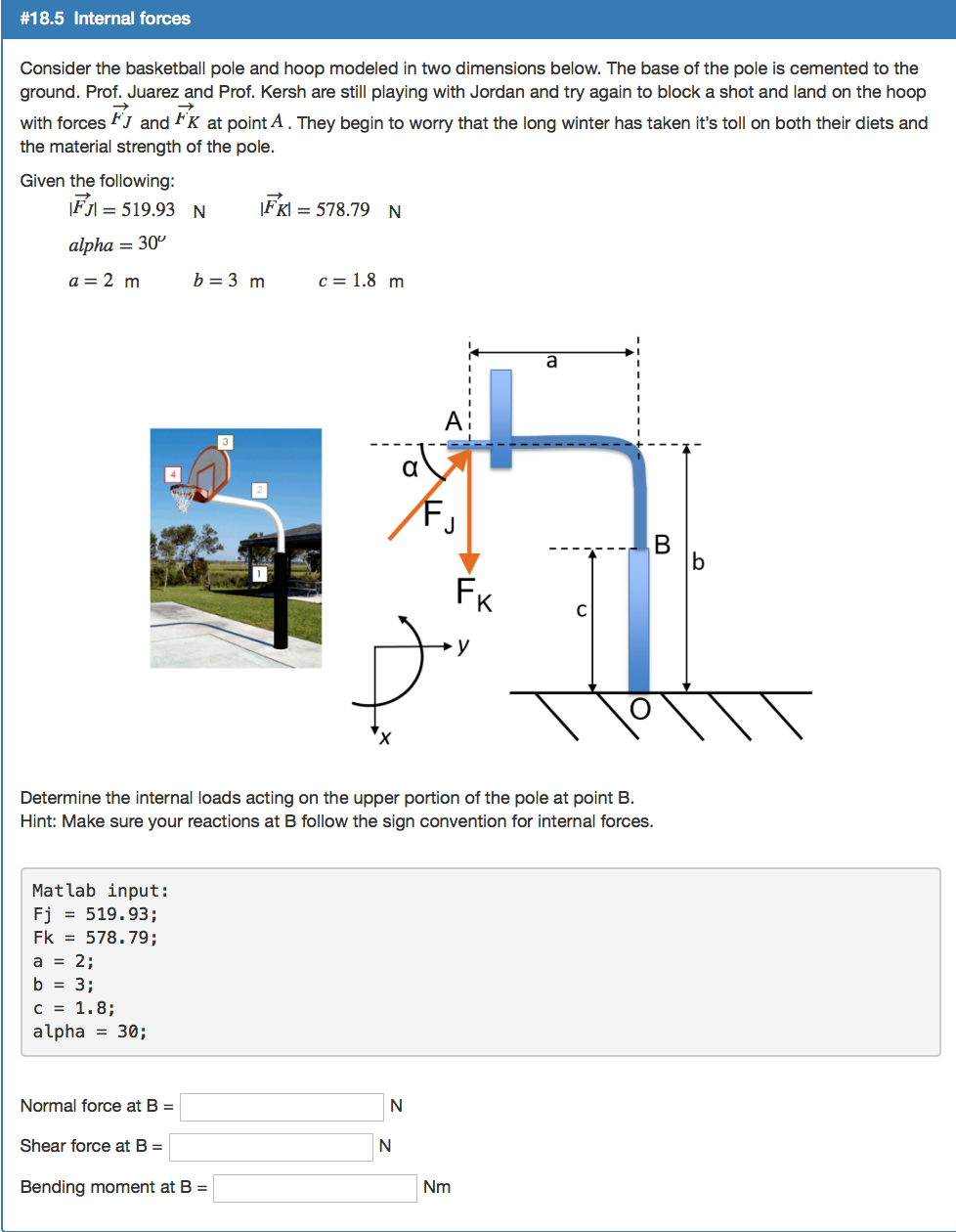 Solved Consider the basketball pole and hoop modeled in two