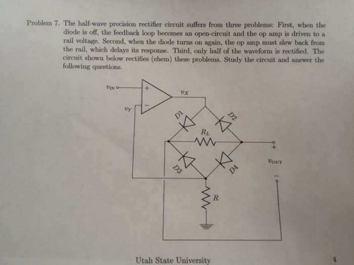 Solved Problem 7. The halfwave precision rectifier circuit