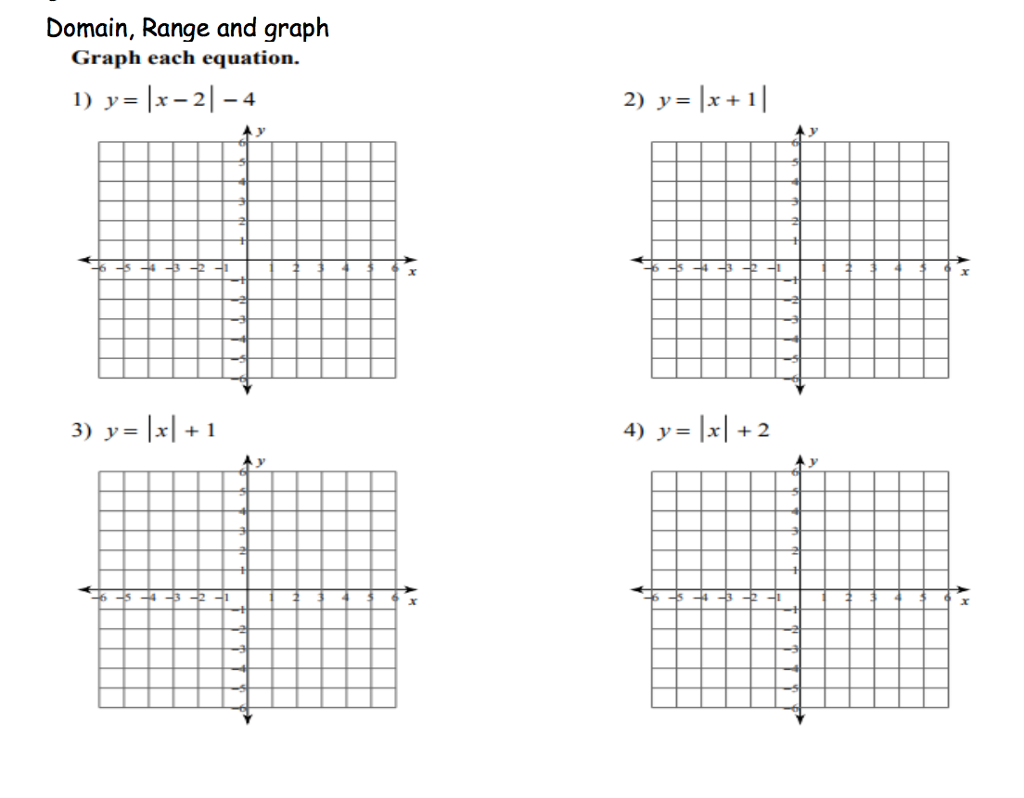 Solved Domain, Range And Graph Graph Each Equation. 1) 