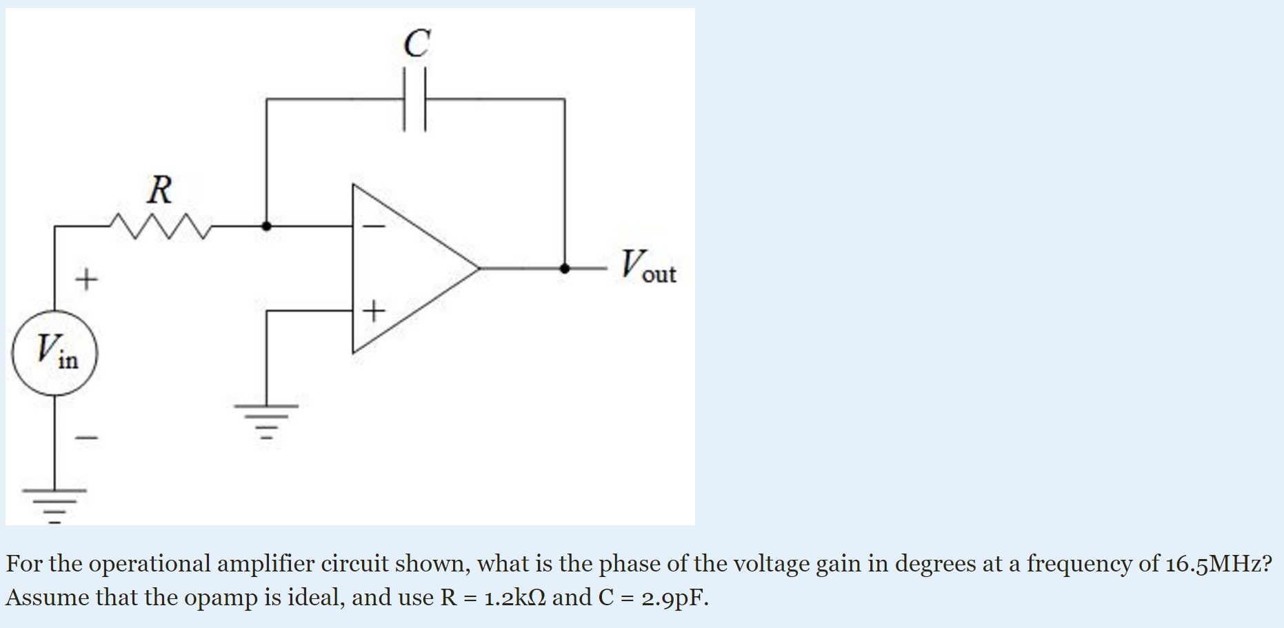 Solved For the operational amplifier circuit shown, what