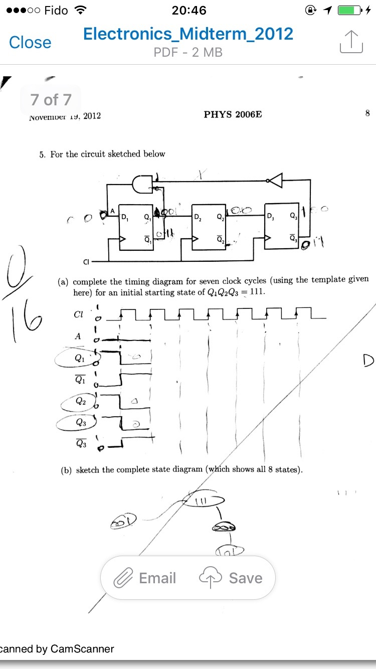Solved For the circuit sketched below complete the timing