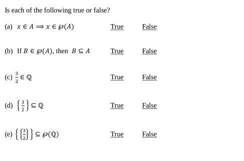 Solved Is Each Of The Following True Or False? | Chegg.com