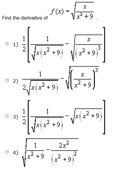 Solved Find the derivative of 1) 2) o 3) XIX 4) 2x 9 | Chegg.com