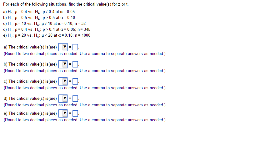 Solved For Each Of The Following Situations, Find The | Chegg.com