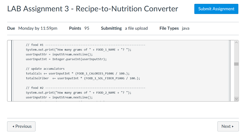 Solved LAB Assignment 3 - Recipe-to-Nutrition Converter | Chegg.com
