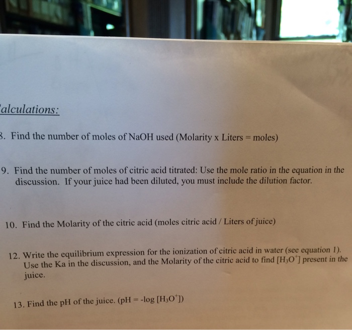 Solved alculations: . Find the number of moles of NaOH used | Chegg.com