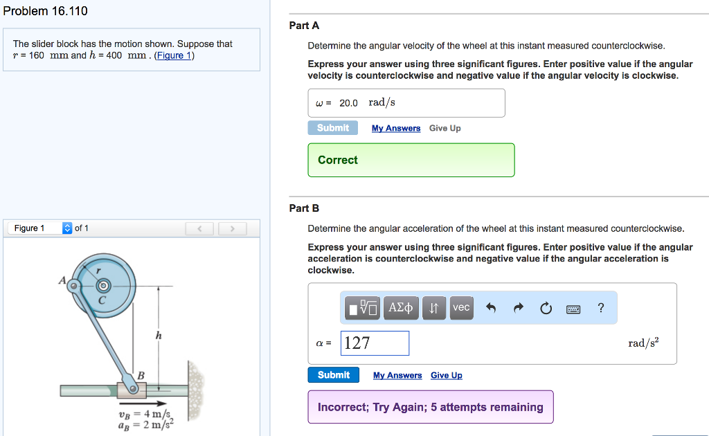 Solved Problem 16.110 Part A The slider block has the motion | Chegg.com