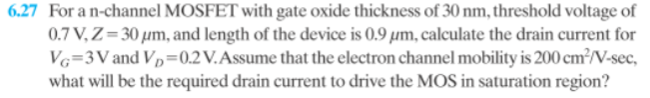 Solved For a n-channel MOSFET with gate oxide thickness of | Chegg.com