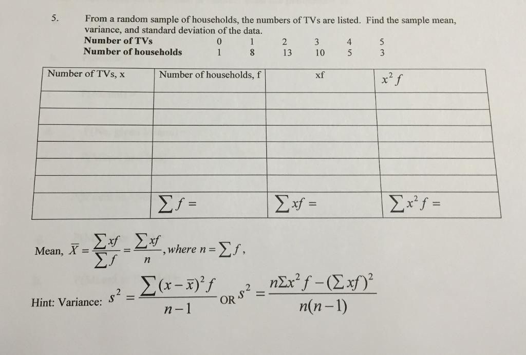 Solved From a random sample of households, the numbers of | Chegg.com
