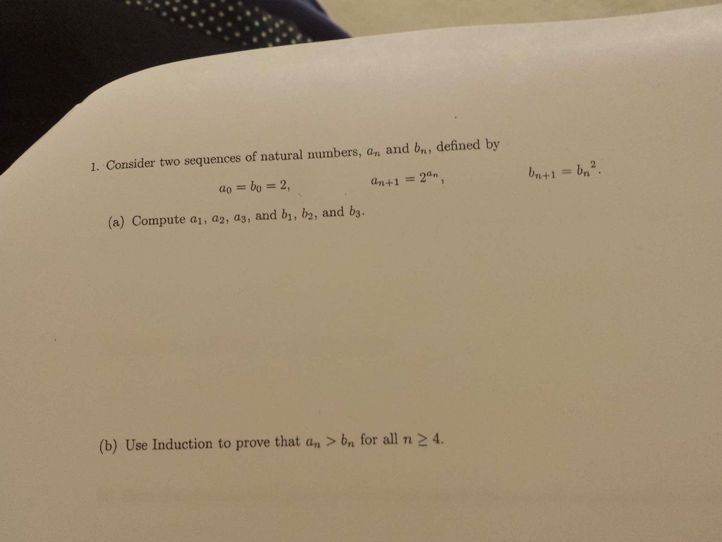 Solved Consider two sequences of natural numbers, a_n and | Chegg.com
